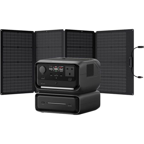 RIVER 3 Max Portable Power Station(River 3Plus and EB300) & 160W Solar Panel, 572Wh LFP Battery, Up to 1200W Output, Wireless Connection, Solar Generator for Outdoor, Camping, RV
