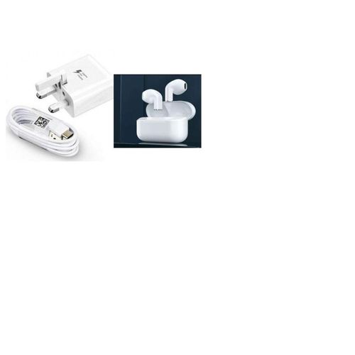 Samsung 45W USB Type-C To Type-C Super Fast Original Charger For Redmi Xiaomi, Redmi, Samsung Note 10 S20/ S20 Ultra 5G S21 FE/ S21/S22/S23 Ultra 5G, LG, Pixel,(WHITE)TWS in-ear headphones,