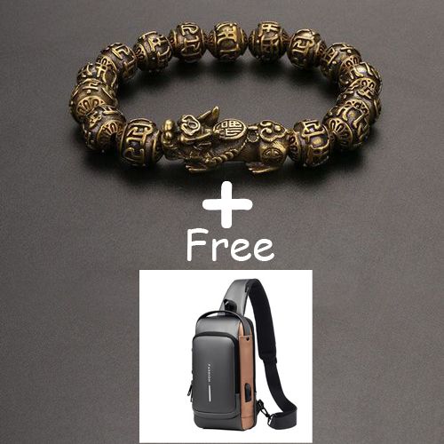 Original Fortified Feng Shui Obsidian Wealth Bracelet From Temple With Box