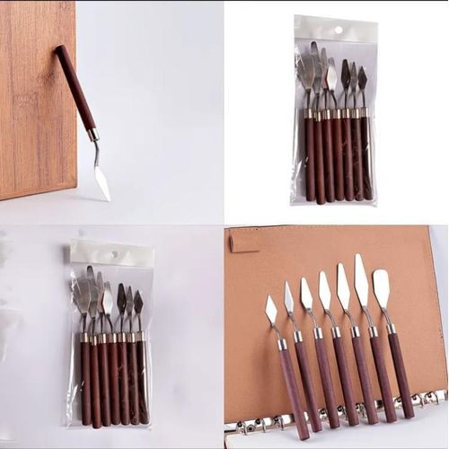 7pcs/set Stainless Steel Fondant Cake Cream Mixing Oil Painting Shovel Baking Pastry Tools Kitchen Accessories