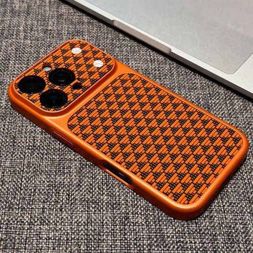 Stand Out in Style – Orange Geometric Triangle Pattern Magnetic Case for iPhone 17 Pro Max, Corning-Inspired Hard Protective Phone Cover with Integrated Camera Cutout, Magnetic Design, Stylish Geometric Pattern Phone Case for Apple 17 Pro Max