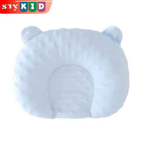 Light Blue Bear Ear Baby Shaping Pillow U-Shaped Curved Head Support Pillow For 0-1 Yrs