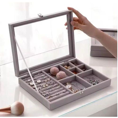 Jewelry storage box with transparent flip cover