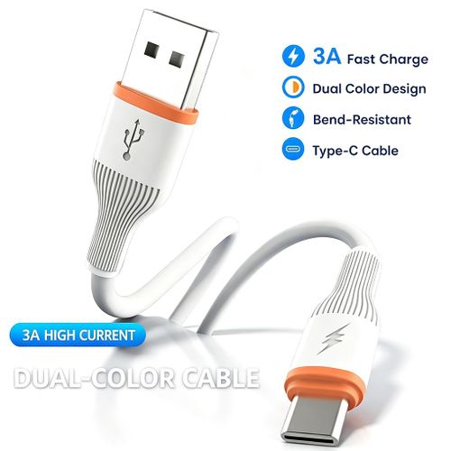 1M Two-Tone 3A USB-A to Type-C Fast Charging Cable,for Android And iPhone 15 series