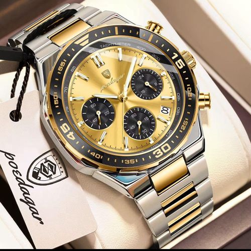 Luxury Mens Black Waterproof Bracelet strap Wristwatch