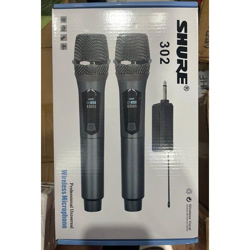Dual Wireless Microphone System with Receiver, Handheld Dynamic Mic Set, Long Range, Compatible with Speakers for Karaoke, Party, Church, Wedding, Party, Outdoor Events. ( Shure302 )
