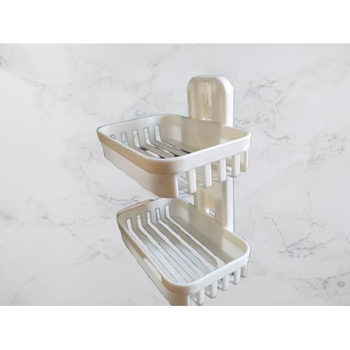 2 Layer Soap Dish Box/rack Wall Attachable Holder/Box - Cream