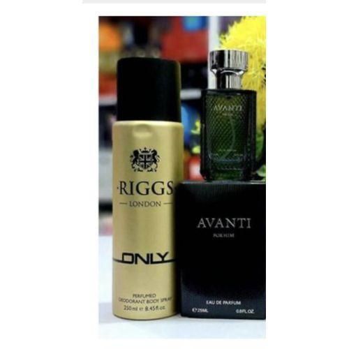 Avanti perfume 25ml and Riggs body spray NAFDAC NO A2-5623