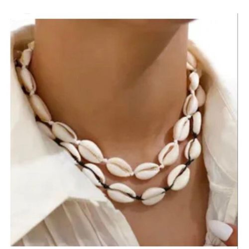 2 PCS Handcrafted Cowrie Shell Choker Necklace, Bold African Statement Jewelry Cuban Coker luxury for Men & Women