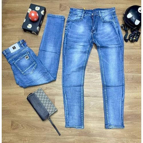 Thick Sky Blue Stock Jean Trouer For Men