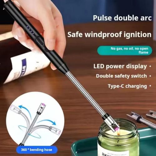 USB Flameless Rechargeable MultiPurpose Lighter For Easy Lightning -Black