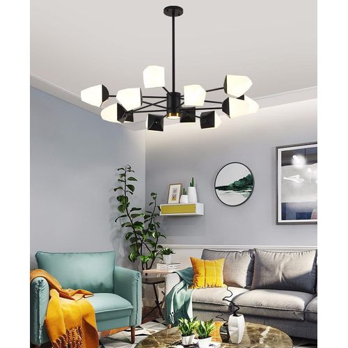 Modern geometric chandelier with a starburst layout.