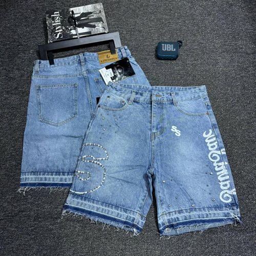 Distressed Denim Shorts Jeans - Gray