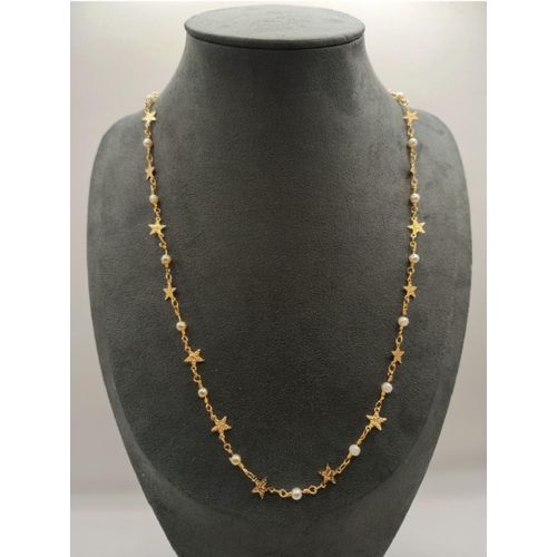 Gold-Tone Star & Pearl Necklace
