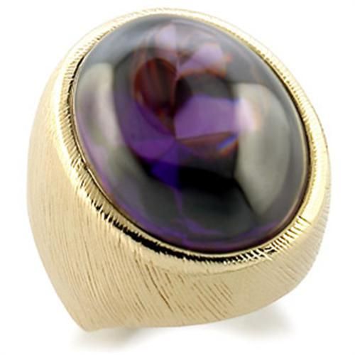 Gold Plated Brass Ring with AAA Grade CZ in Amethyst