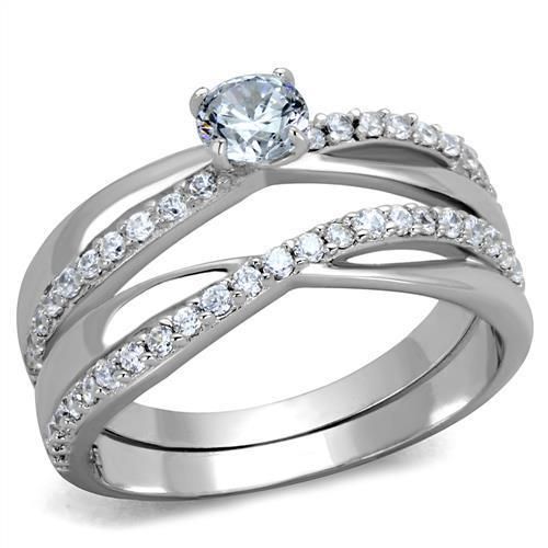 925 Sterling Silver AAA CZ Wedding Ring Set