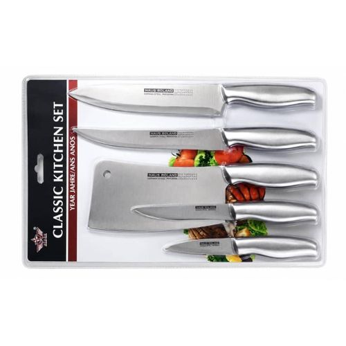 Professional 5-Piece Chef Stainless Steel Knife Set with Cleaver