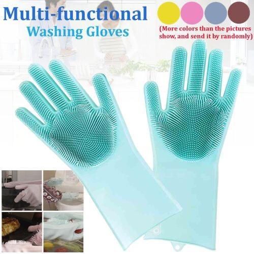 2PCS MULTIFUNCTIONAL SILICON WASHING GLOVES (KITCHEN GLOVES