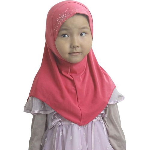 Kids Amira Lycra Hijab - Muslim Head cover- Red