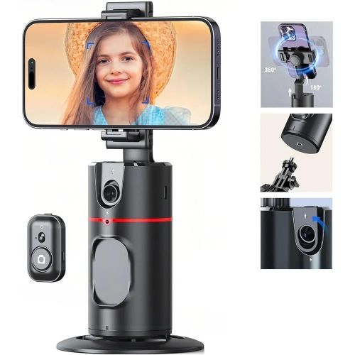 P02 Auto Face Tracking Selfie Stick Tripod 360° Rotation Cell Phone Photo &Video Kits Stand, No App, Rechargeable Tracking Phone Holder Smart Shooting Camera Mount for Live Video Recording Tiktok Vlogging