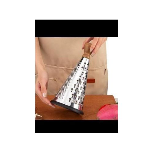 Stainless Steel 6-Sided Box Grater with Wooden Handle