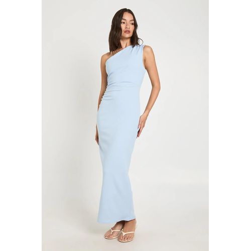 Jersey Crepe One Shoulder Ruched Midi Dress
