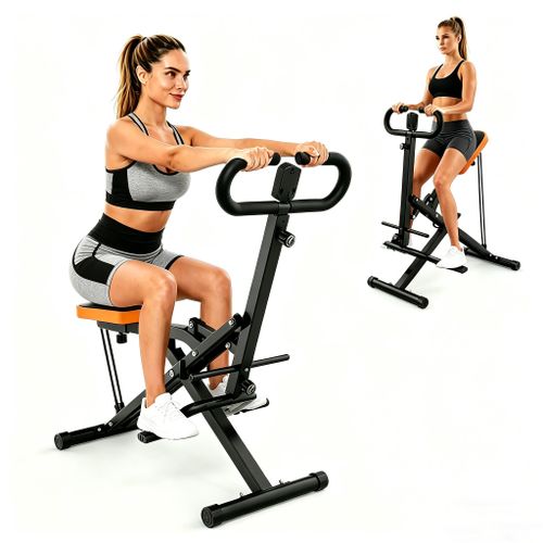 Foldable Abdominal Trainer Machine With LCD Display Black Home Gym Workout Equipment