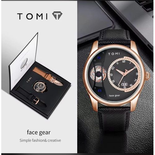 Luxury Dual Strap Watch Men's Watch Leather Strap Water Resistant