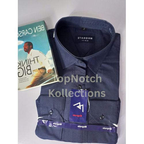 Magnate Men's Long Sleeve Dress Shirt - Navy Blue