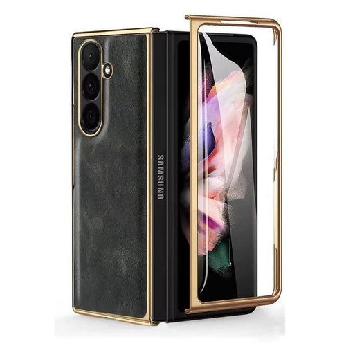 Samsung galaxy Z fold 5 5G luxury leather Case with screen protector surface