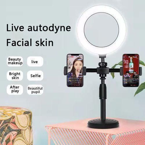 6 inch RingLight with Tripod Stand and Two phone holders - 3 Color Mode Fill Light for influencer