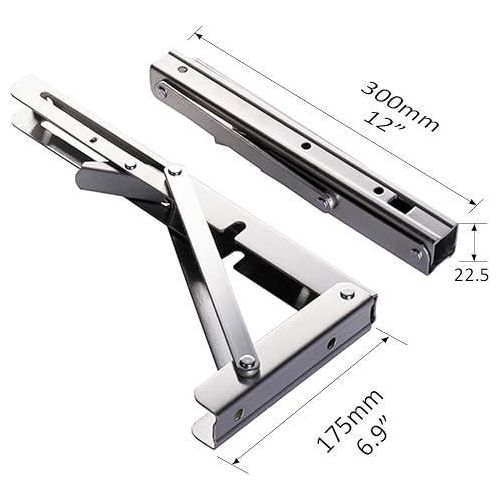 12 Inch Stainless Steel Folding Shelf Bracket - 2 Pieces