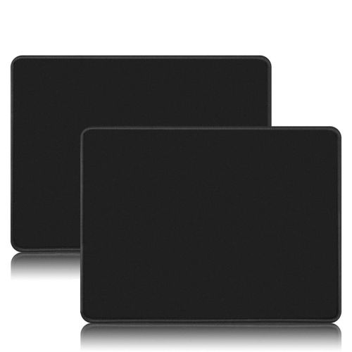 Mouse Pad 2 Pack with Stitched Edge, Non-Slip Rubber Base, Premium-Textured and Waterproof Mousepad for Computers, Laptop, Office and Home, 260x210x3mm, Black