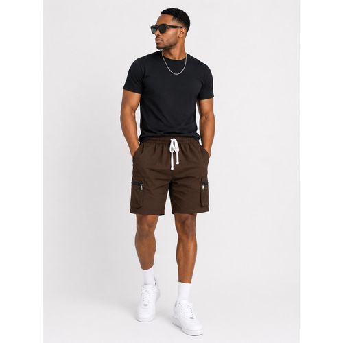 Men’s Casual Cargo Shorts with Drawstring Waist – Brown