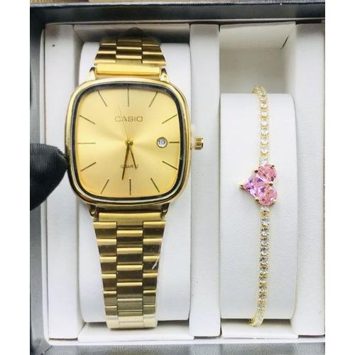 SET OF TENNIS ZIRCONIA BRACELET AND WRIST WATCH
