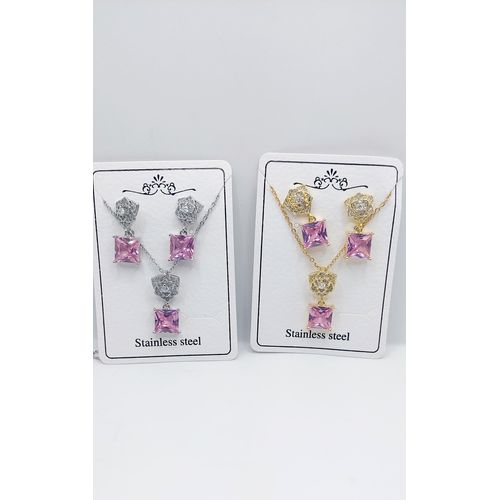 Beautiful And Classy Earing And Necklace Silver 1pcs