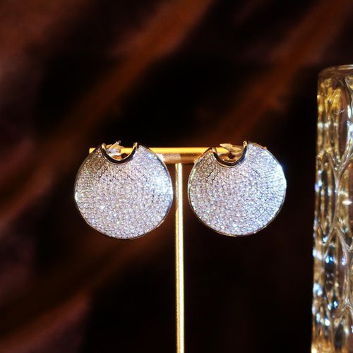Design Women Big Stud Earring Silver Bling Zircon Diamond Prom Jewelry