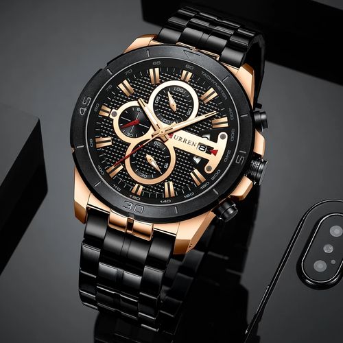 Men Black And Rosegold Chronograph Wristwatch