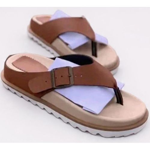 Men's Luxury Brown Leather Slides