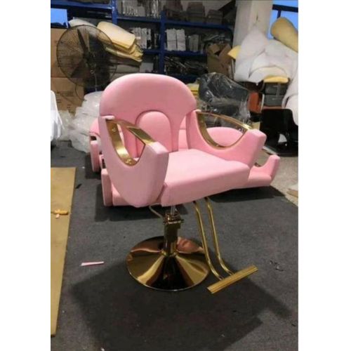Luxury Pink & Gold Salon Chair-Hydraulic Stylish Chair With Footrest For Hair Saloon, Barbershop, Spa & Beauty Studio