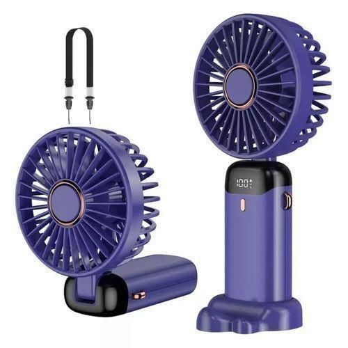 CYFAZA Portable Handheld Fan with LED Display, 90° Foldable, 5 Speed Wind,Hand Held/Neck/Desk 3 in 1 Personal Small Fans, Makeup Fans for Women