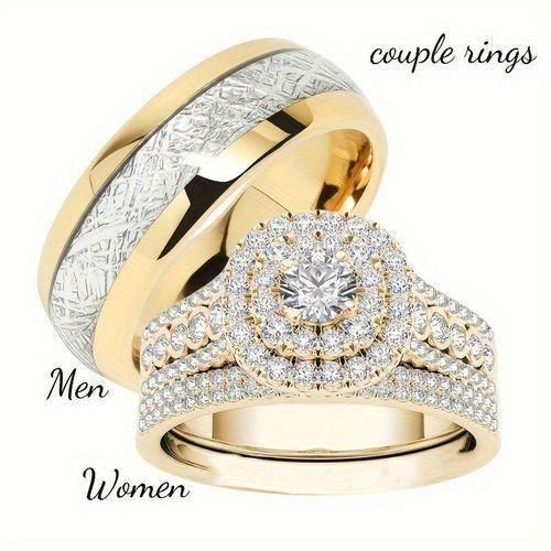 Diamond Engagement Ring For Couple-Gold