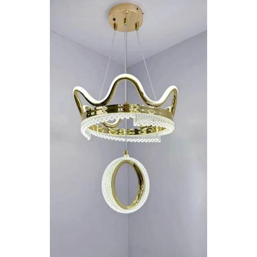 Luxury Modern Gold Crown & Crystal Ring Chandelier