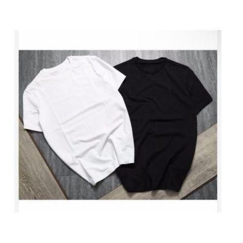 2 SET UNISEX ROUND NECK POLO T-SHIRT BLACK AND WHITE