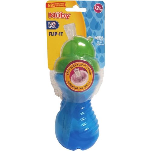 Flip it beaker with dripless straw 300ml blue