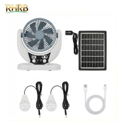 Duravolt 7inches 3in1 Rechargeable Table Fan+Solar Panel+Bulbs