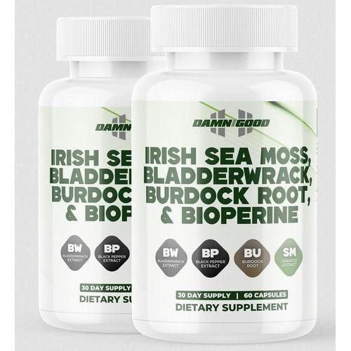Irish Sea Moss,Bladderwrack,Budrock,Bioperine Complex 60 Capsules x2 bottles