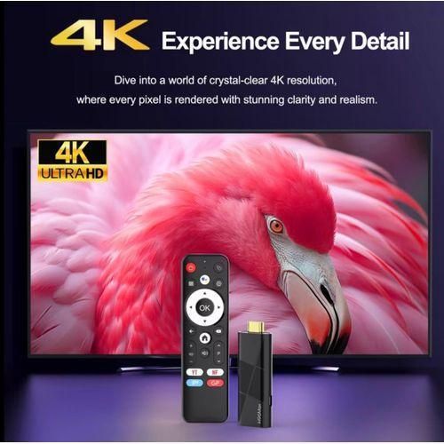 Ultra HD Android TV Stick - Allwinner H313 Quad-Core, Android 16.0, 8GB RAM, 128GB Storage, Dual-Band WiFi 2.4G & 5G, H.265 4K60fps Decoding, HD Plug & Play with Remote Included.