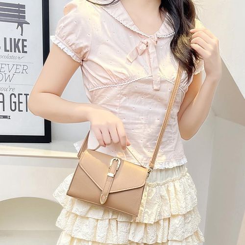 Fashionable Minimalist Crossbody Bag with Top Handle and Flap for Women - Solid Color Square Purse with Simple Design
