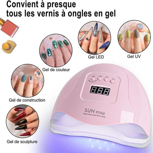 150W LED UV Nail Gel Polish Dryer Lamp Light Machine 4 Timers Nail Dryer(Pink)